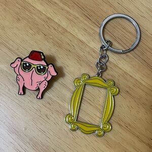 Friends TV Thanksgiving Turkey Pin & Frame Keychain